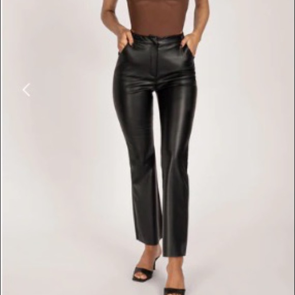 Meshki straight leg faux leather pant